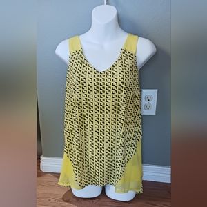 Yellow Black Sleeveless Tunic Shirt